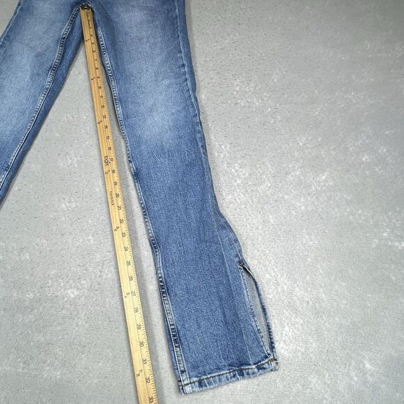 Zara Jeans Womens Size 8 Blue Skinny Leg Light Med Wash Cotton Denim With Slit - Picture 7 of 11